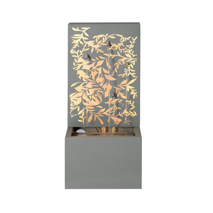 Gray Metal Leaf Cutout Outdoor Fountain with Led