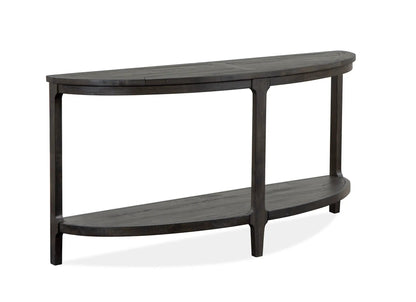 Sofa table Boswell Demilune Peppercorn in dark wood with curved front and legs on Tampa Home & Garden Store
