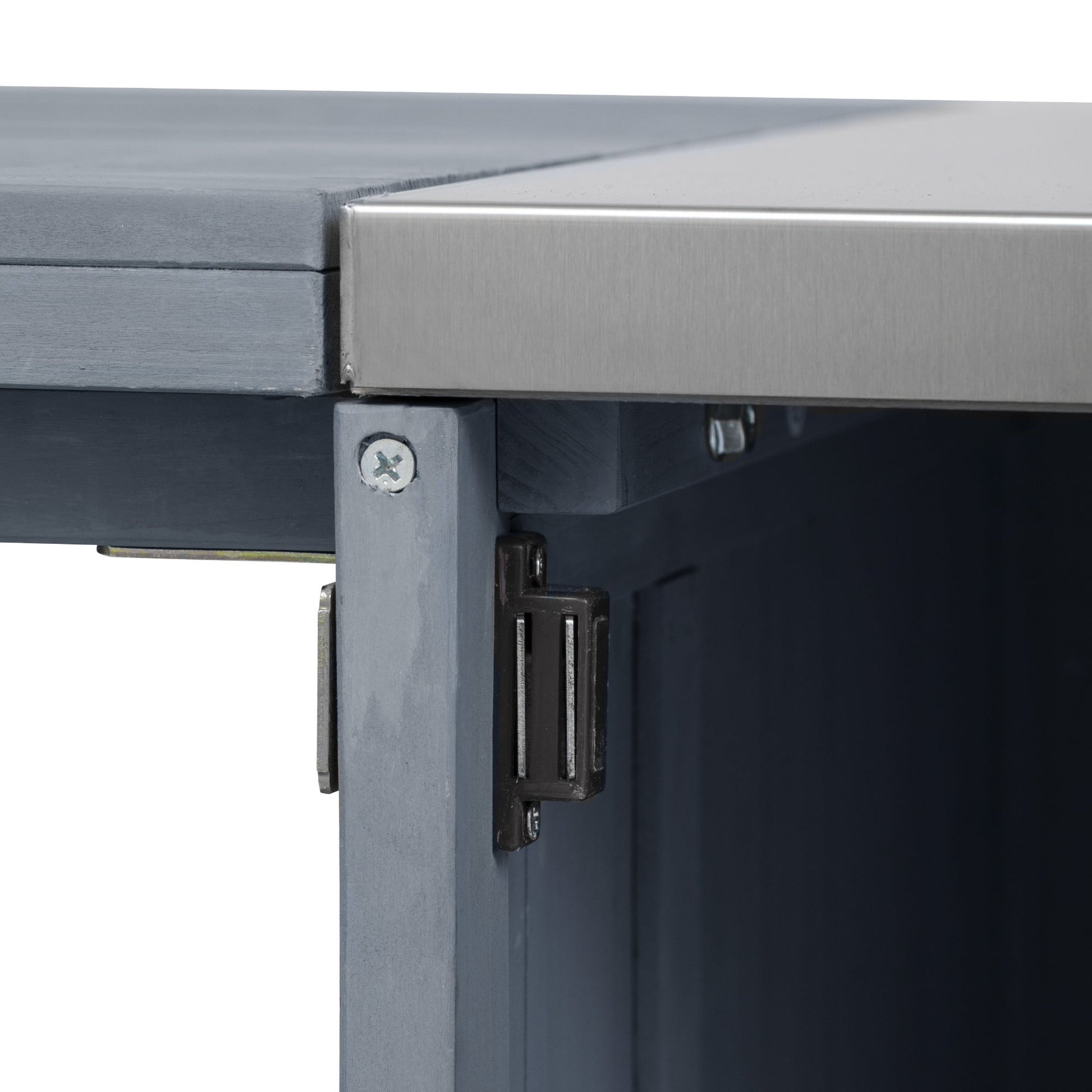K&K 66.5in outdoor kitchen island stainless steel top gray frame HouseOfZazla on Tampa Home & Garden Store