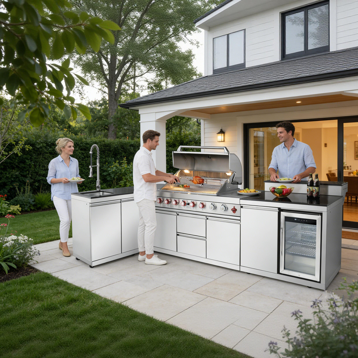 Outdoor Kitchen Island With Stainless Grill