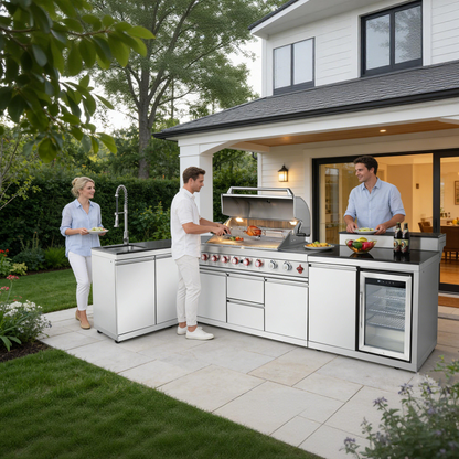 Outdoor Kitchen Island With Stainless Grill
