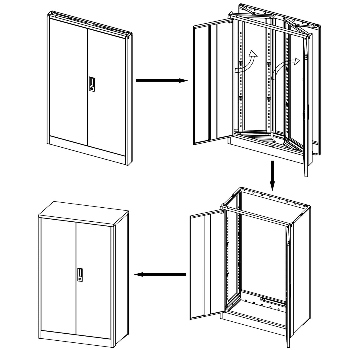 Two metal storage cabinets with locking doors and adjustable shelves by HouseOfZazla; diagram on Tampa Home & Garden Store