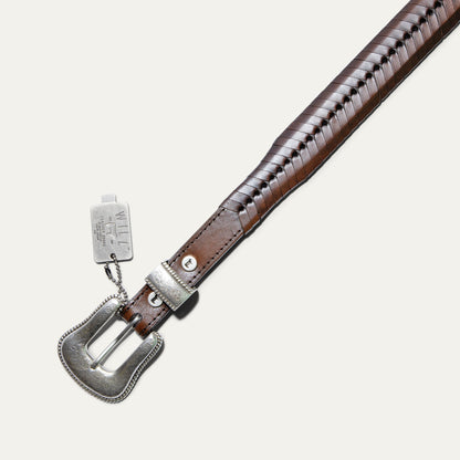 Western Lace Belt by Will Leather Goods brown braided belt with silver buckle on Tampa Home & Garden Store