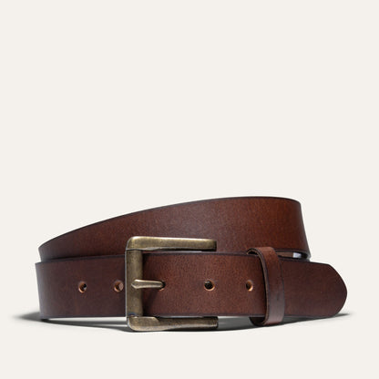 Black Edge Jean Belt by Will Leather Goods, brown leather with brass buckle on Tampa Home & Garden Store