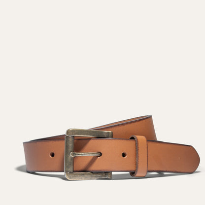 Black Edge Jean Belt tan leather with metal buckle on Tampa Home & Garden Store