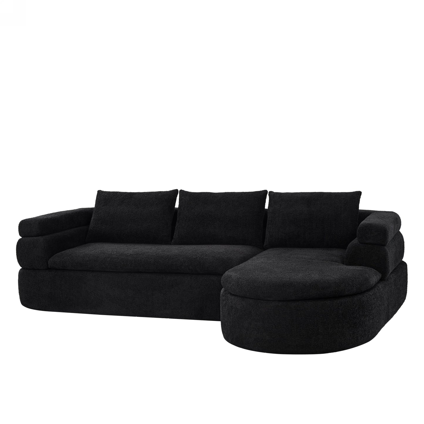 106in L-Shape Sectional Sofa with chaise in black fabric by HouseOfZazla on Tampa Home & Garden Store