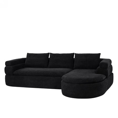 106in L-Shape Sectional Sofa with chaise in black fabric by HouseOfZazla on Tampa Home & Garden Store