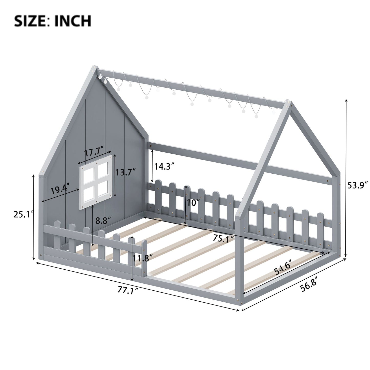 House Bed With Window And Fence gray wooden platform bed frame with window and fence on Tampa Home & Garden Store
