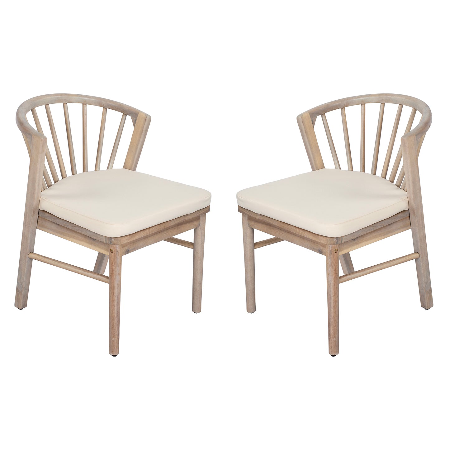 Acacia Wood Patio Outdoor Dining Chairs Set of 2