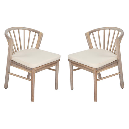 Acacia Wood Patio Outdoor Dining Chairs Set of 2