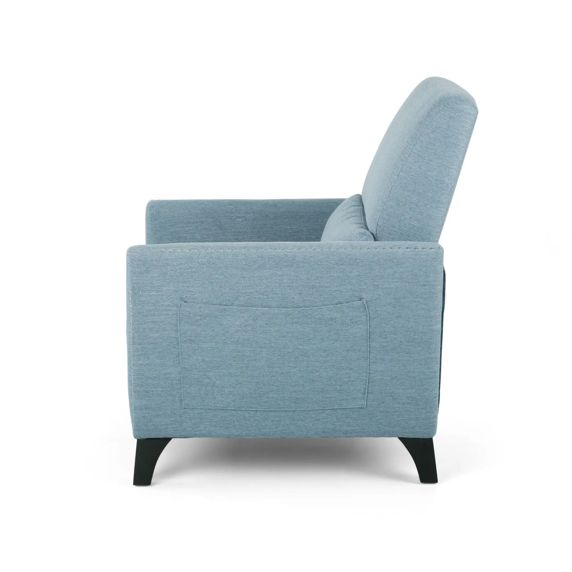 Repose light blue recliner with nailhead trim and side pocket by Unique Piece Furniture on Tampa Home & Garden Store