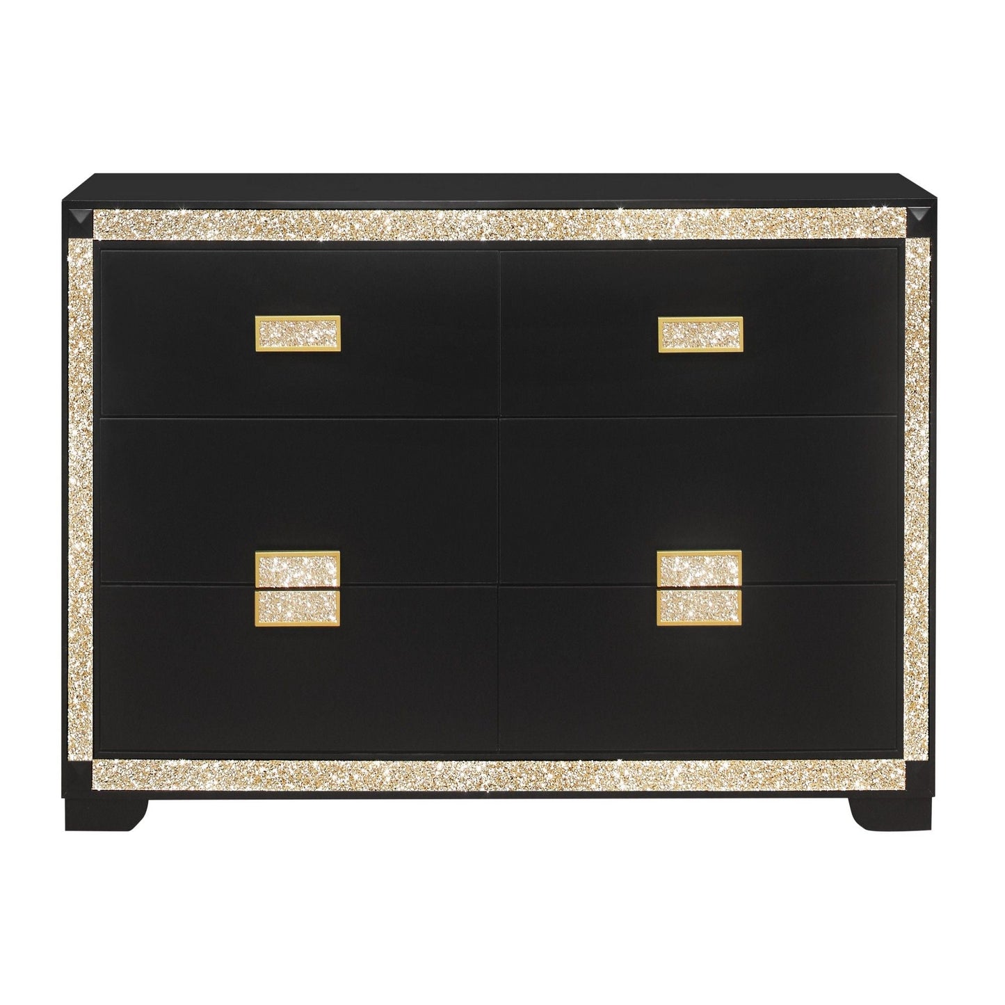 Black Glitter Dresser With Thick Bars And Drawers