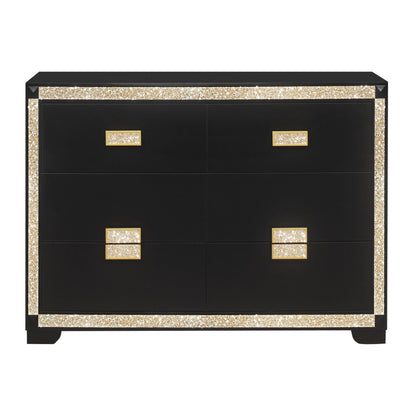 Black Glitter Dresser With Thick Bars And Drawers