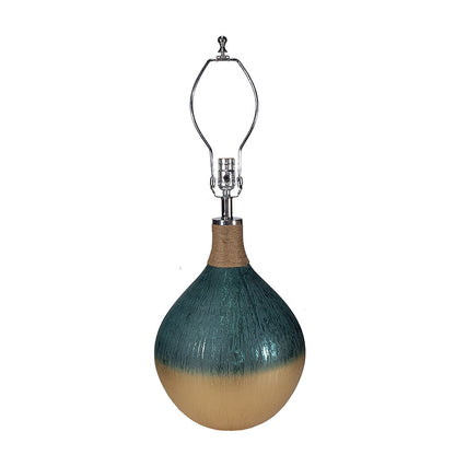 D16x28.5' Glass Table Lamp by HouseOfZazla with teal teardrop glaze and beige base on Tampa Home & Garden Store