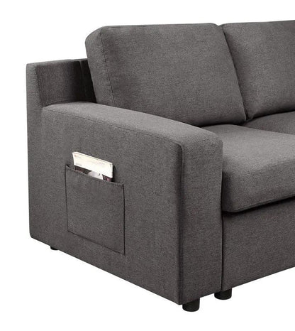 Waylon Sectional Sofa, gray fabric, side pocket, Unique Piece Furniture on Tampa Home & Garden Store