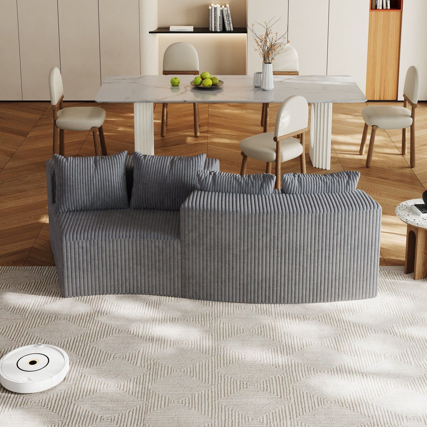 Curved Modular Sectional Sofa and Four Pillows