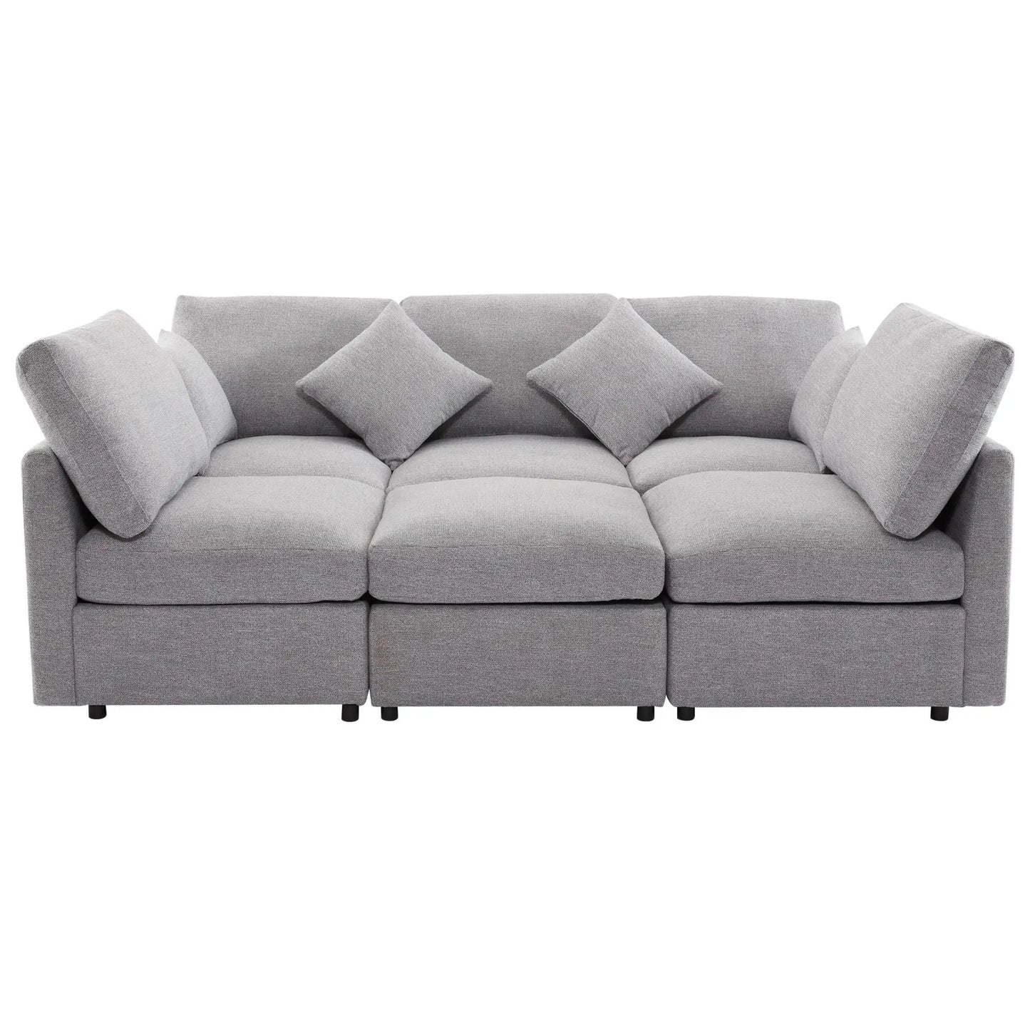 Sectional sofa modular gray fabric with plush cushions, 2-piece living room set on Tampa Home & Garden Store