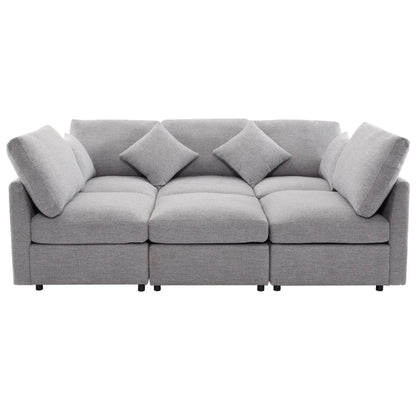 Sectional sofa modular gray fabric with plush cushions, 2-piece living room set on Tampa Home & Garden Store