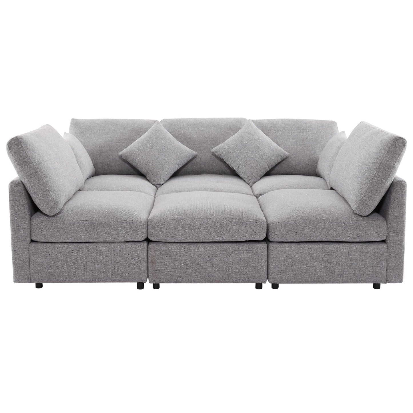 HouseOfZazla sectional sofa in light gray textured fabric with plush cushions on Tampa Home & Garden Store