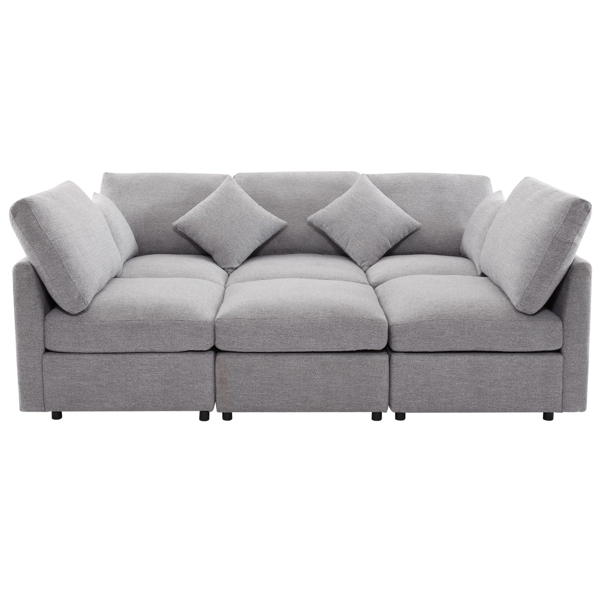 HouseOfZazla sectional sofa in light gray textured fabric with plush cushions on Tampa Home & Garden Store
