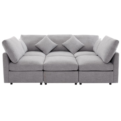 HouseOfZazla sectional sofa in light gray textured fabric with plush cushions on Tampa Home & Garden Store