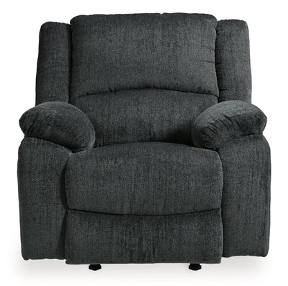 Draycoll Rocker Recliner by Unique Piece Furniture in charcoal fabric with plush cushions on Tampa Home & Garden Store