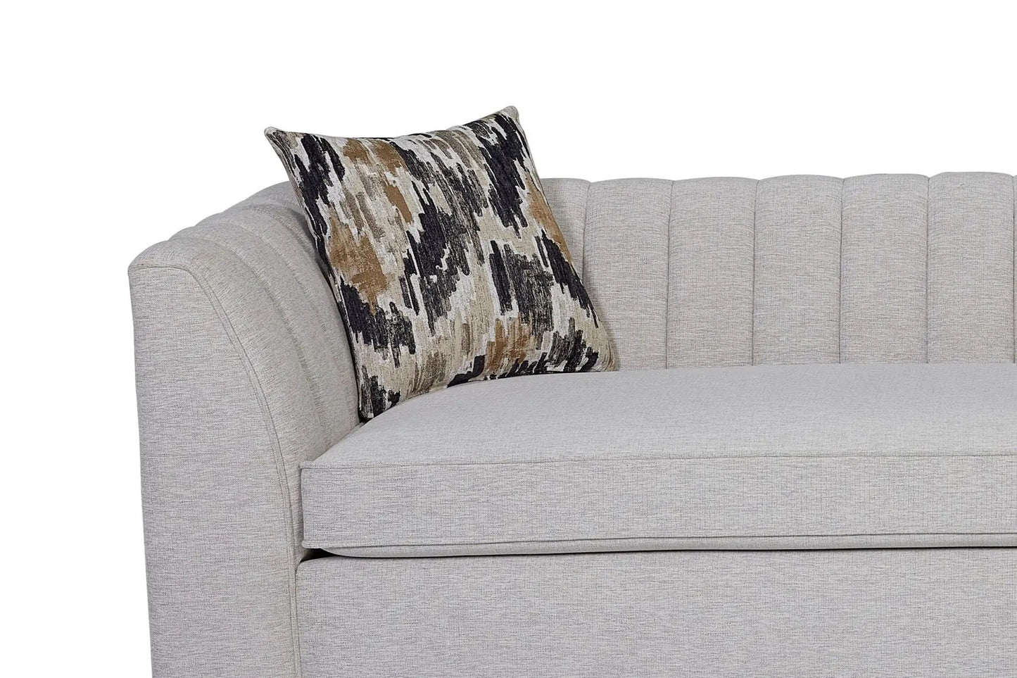 Channel Sofa off white with textured fabric and channel tufting on Tampa Home & Garden Store