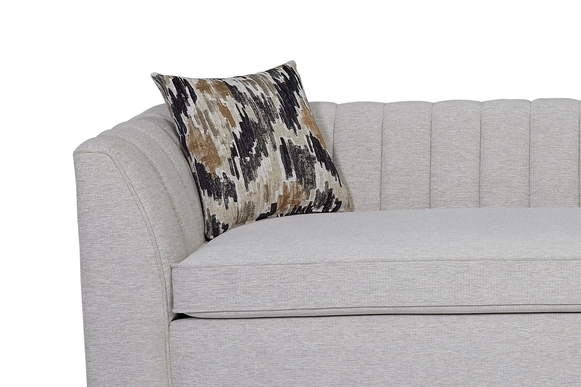 Channel Sofa off white with textured fabric and channel tufting on Tampa Home & Garden Store