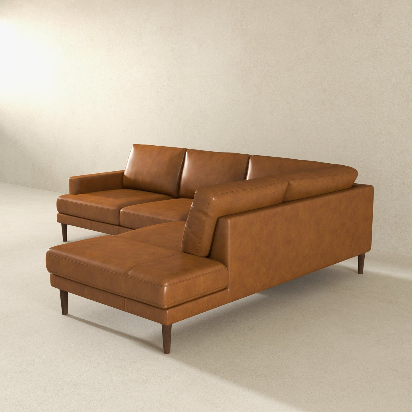 Corbin L-shaped sectional sofa in brown leather by HouseOfZazla on Tampa Home & Garden Store