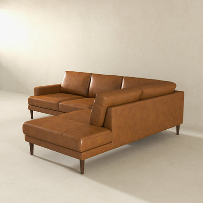 Corbin L-shaped sectional sofa in brown leather by HouseOfZazla on Tampa Home & Garden Store
