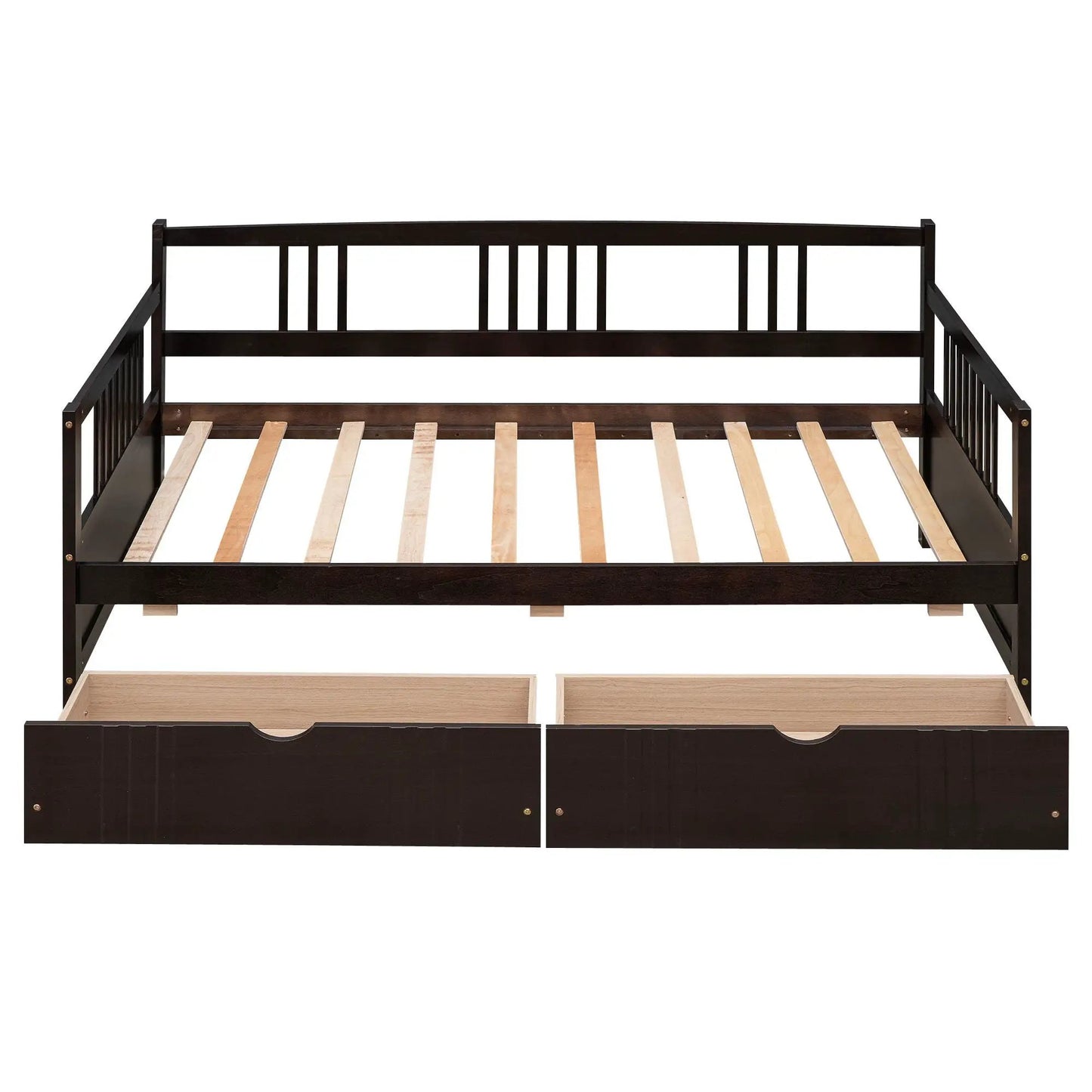 Multifunctional Modern Daybed storage bed with dark finish, slatted base, 2 drawers on Tampa Home & Garden Store