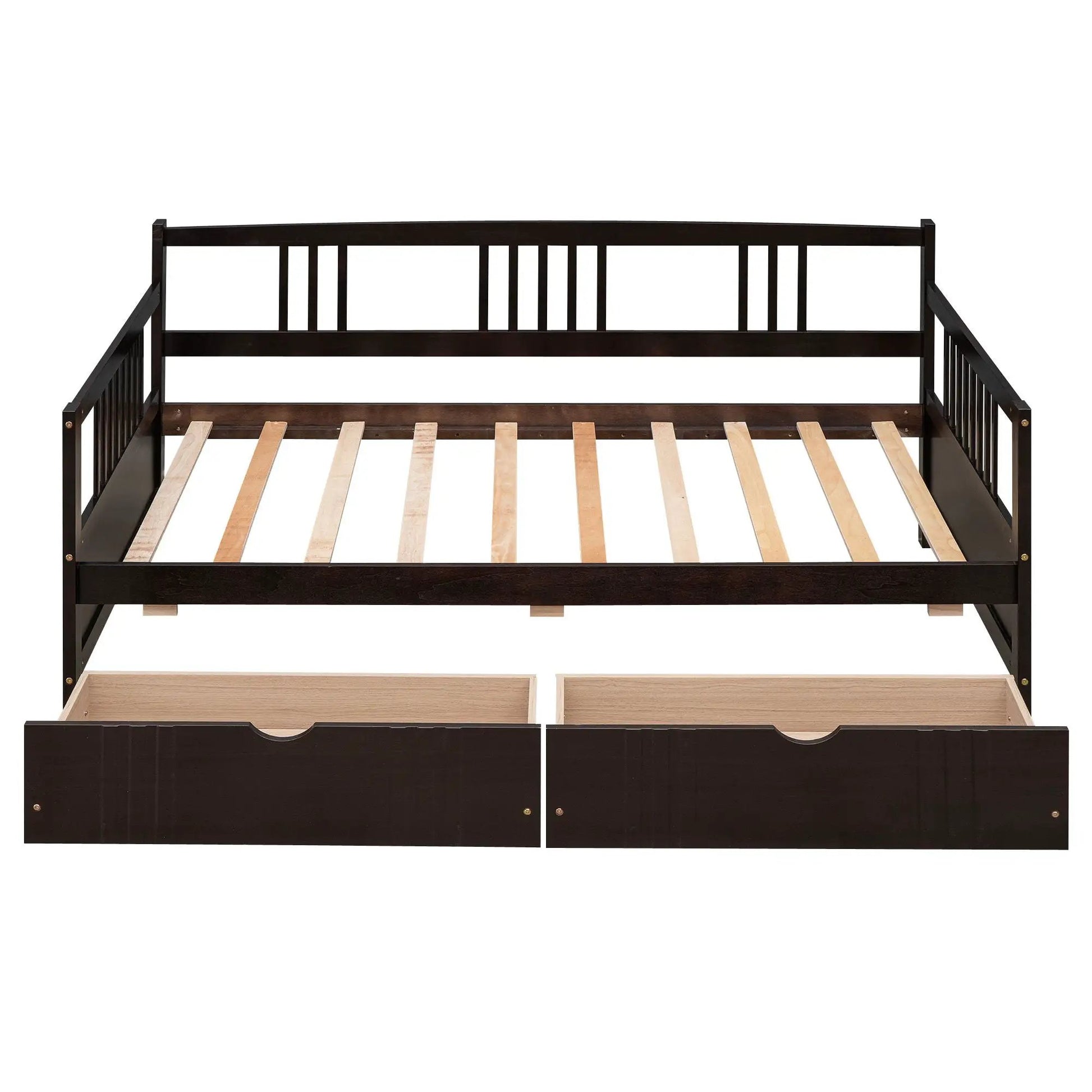 Multifunctional Modern Daybed storage bed with dark finish, slatted base, 2 drawers on Tampa Home & Garden Store