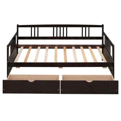 Multifunctional Modern Daybed storage bed with dark finish, slatted base, 2 drawers on Tampa Home & Garden Store