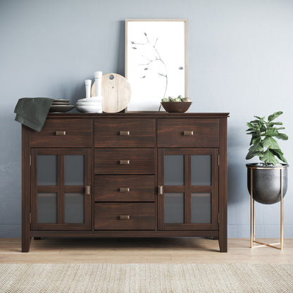 Solid wood sideboard buffet with glass storage, dark walnut finish, HouseOfZazla on Tampa Home & Garden Store