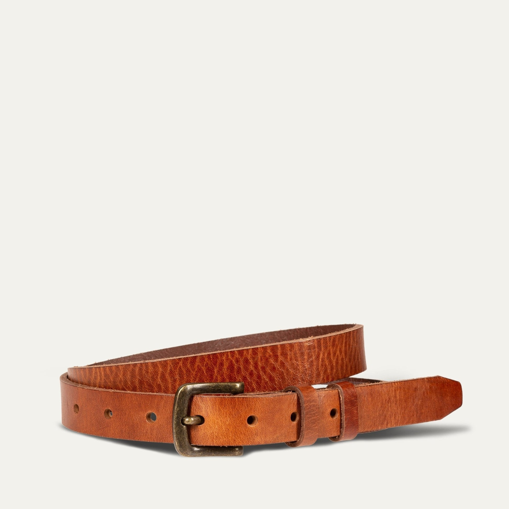 Will Leather Goods Classic Double Loop belt, brown leather with brass buckle double loop on Tampa Home & Garden Store