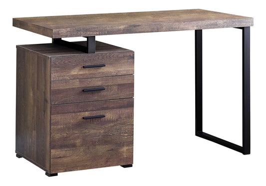 Computer desk for home office with left four-drawer storage cabinet, dark wood finish on Tampa Home & Garden Store
