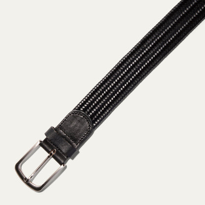 Braided Leather Stretch Woven Belt by Will Leather Goods, black with silver buckle on Tampa Home & Garden Store