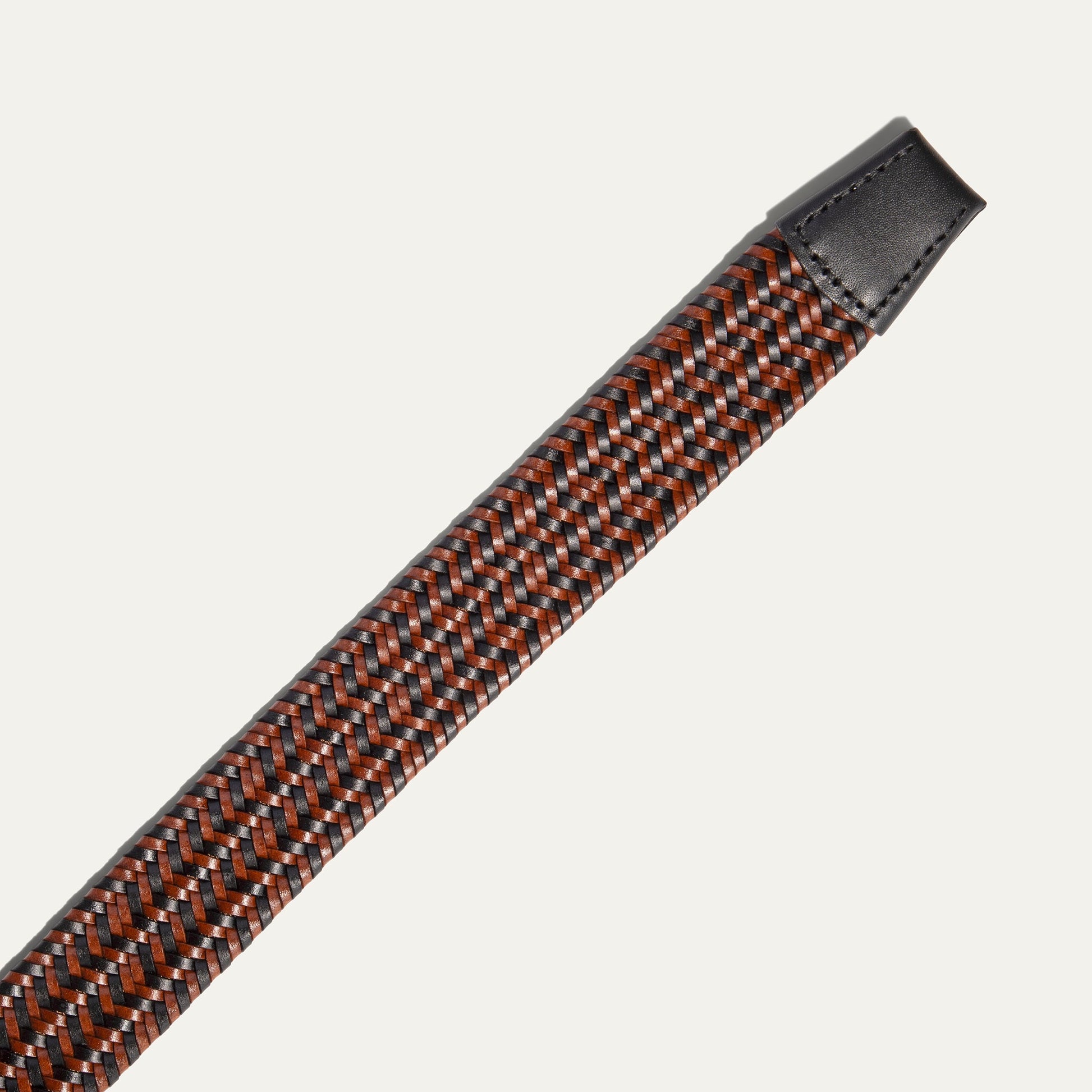 Braided Leather Stretch Woven Belt brown and black weave with black tip on Tampa Home & Garden Store