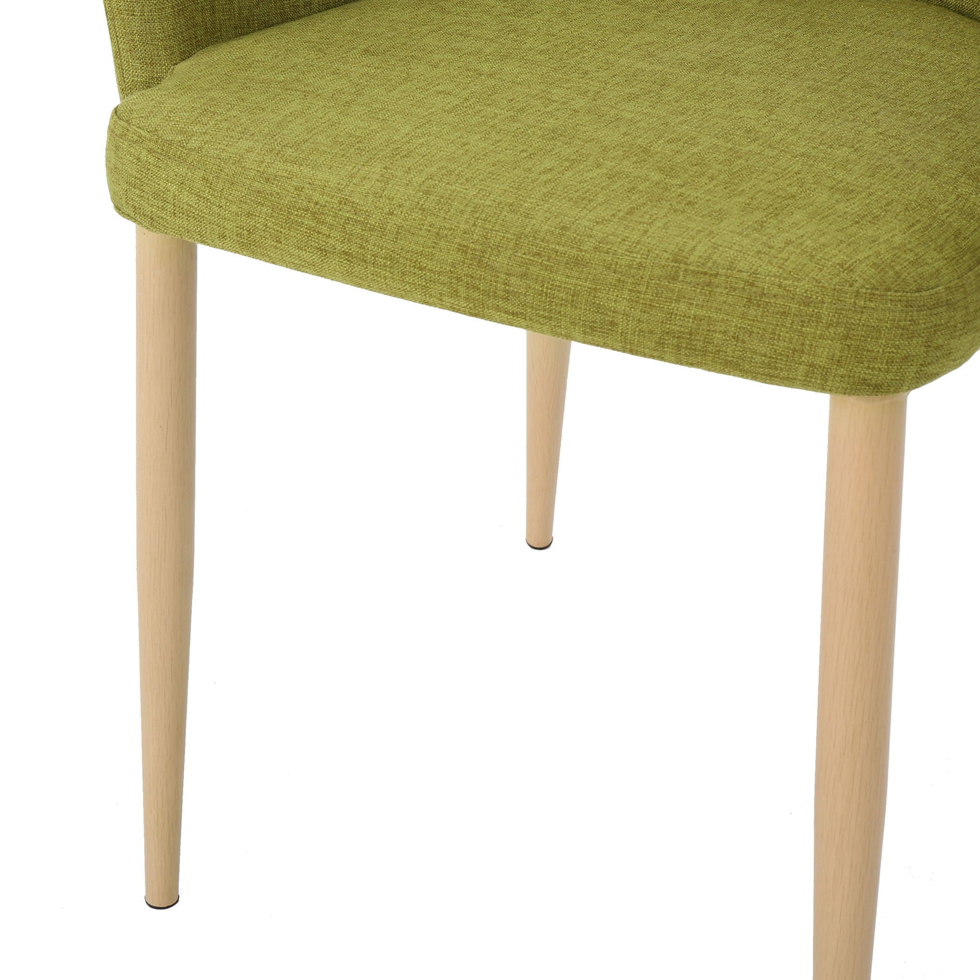 Elegant dining chair with contoured support, olive green fabric, natural wood legs on Tampa Home & Garden Store
