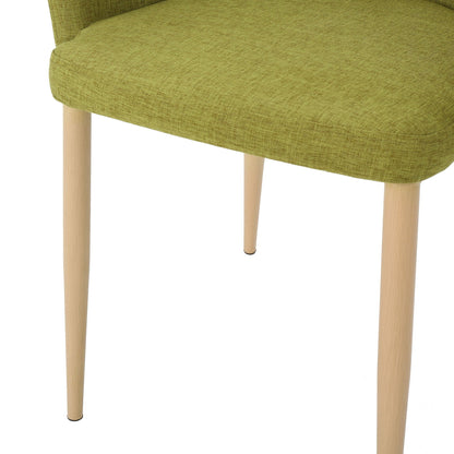 Elegant dining chair with contoured support, olive green fabric, natural wood legs on Tampa Home & Garden Store