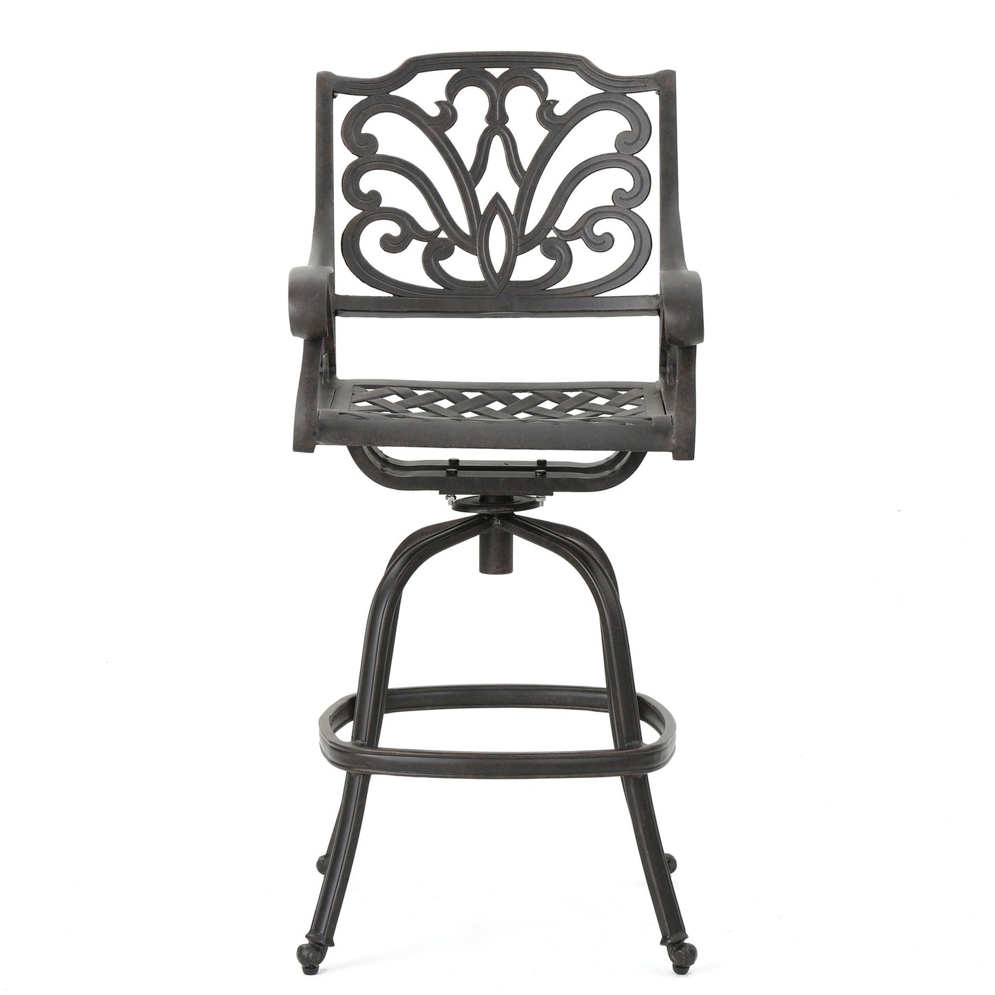 Outdoor Cast Aluminum Swivel Bar Stool In Bronze