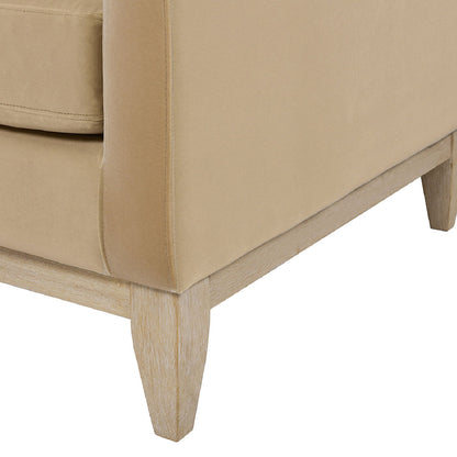 Modern farmhouse arm chair beige fabric, light wood legs, reversible cushions HouseOfZazla on Tampa Home & Garden Store