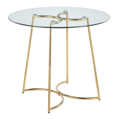 Cece glass dinette table with gold metal frame black edge pearl silver by HouseOfZazla on Tampa Home & Garden Store