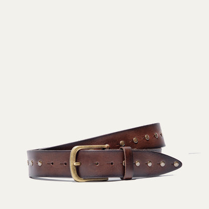 Single Studded Belt brown leather with brass buckle by Will Leather Goods on Tampa Home & Garden Store