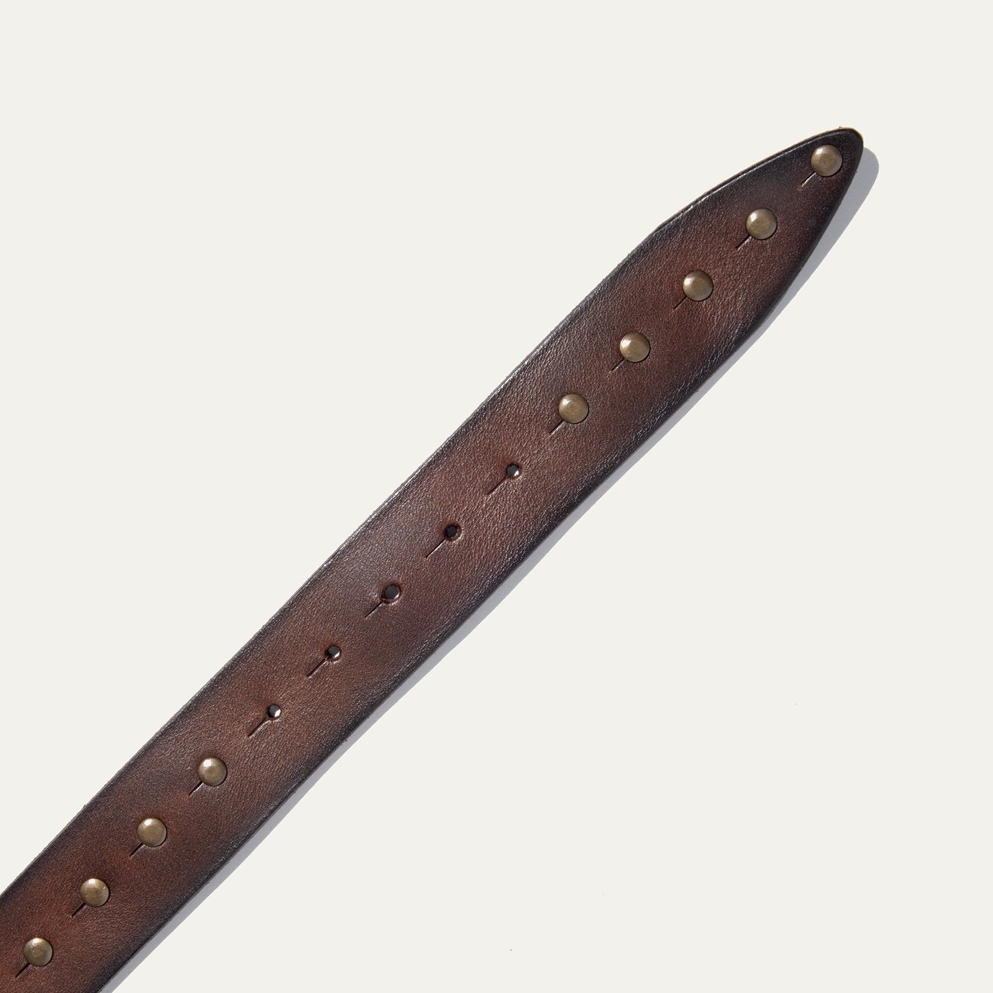 Single studded brown leather belt with brass studs on Tampa Home & Garden Store