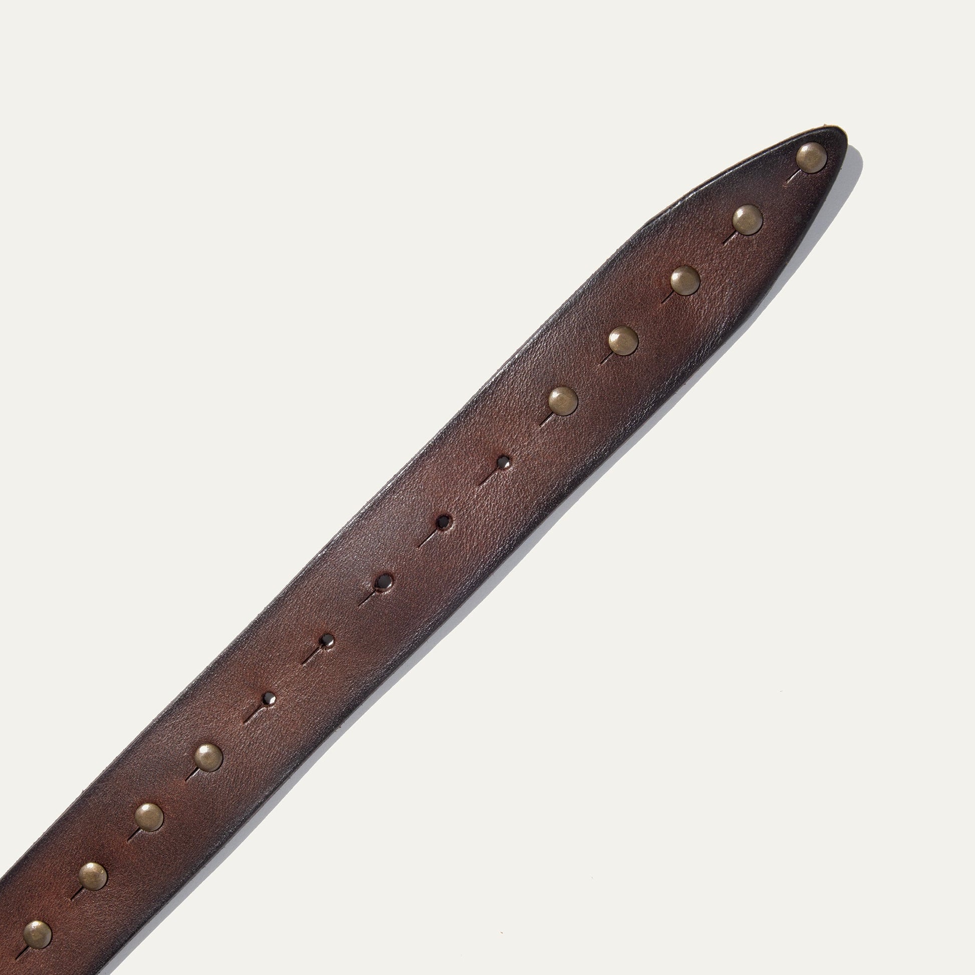 Single studded brown leather belt with brass studs on Tampa Home & Garden Store