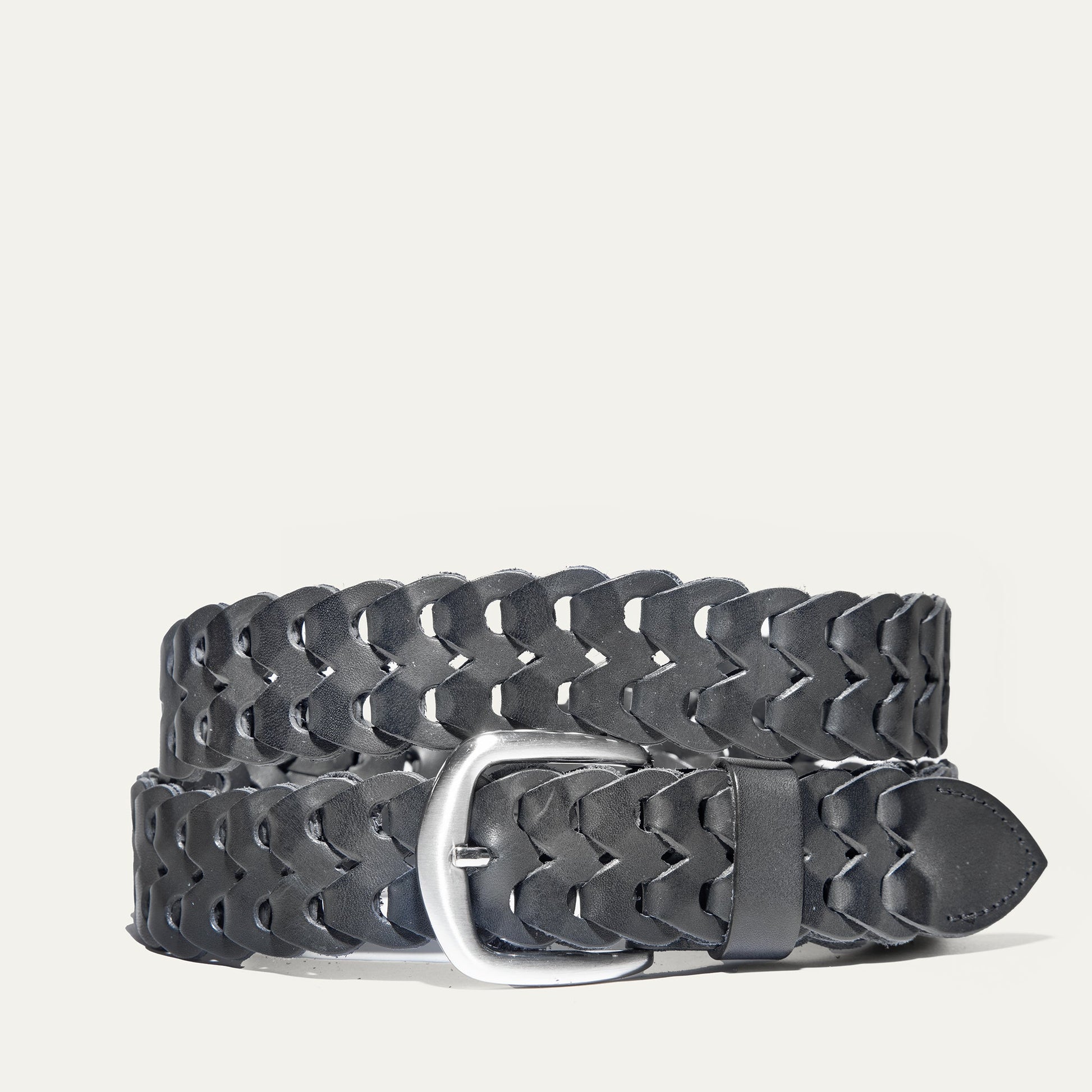 Will Leather Goods W Link Belt braided black leather with a woven strap and silver buckle on Tampa Home & Garden Store