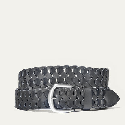 Will Leather Goods W Link Belt braided black leather with a woven strap and silver buckle on Tampa Home & Garden Store