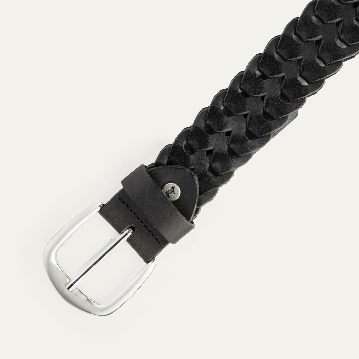 W Link Belt by Will Leather Goods, black braided leather belt with silver buckle on Tampa Home & Garden Store