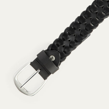 W Link Belt by Will Leather Goods, black braided leather belt with silver buckle on Tampa Home & Garden Store